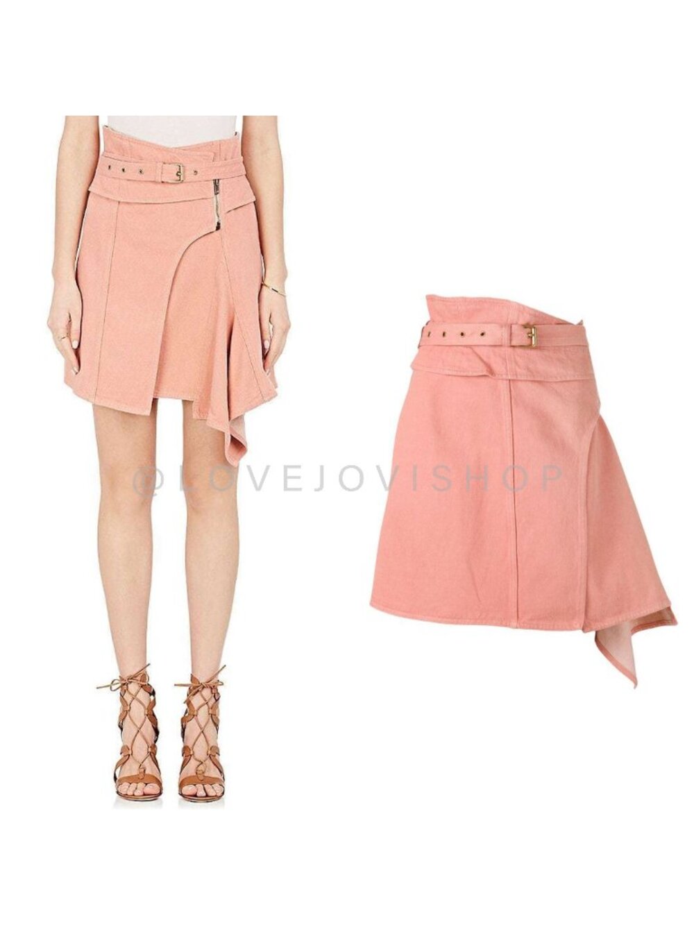 Runway | Isabel Marant Wrap Buckle Skirt | Blush Coral | Resort 2018 Parisian